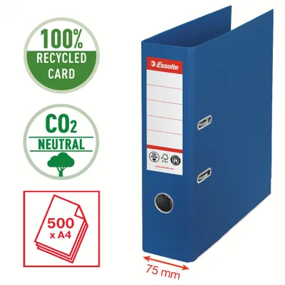 Imagen del producto de Clasificador de palanca Esselte No.1, cartón reciclado, 7,5 cm, color azul