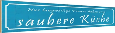Produktbild von vianmo Holzschild 10x46 cm langweilige Frauen saubere Küche Spruch Zitat