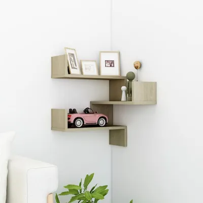 Obrázok produktu pre The Living Store Sonoma dubová rohová nástenná polica 40x40x50 cm materiál na báze dreva