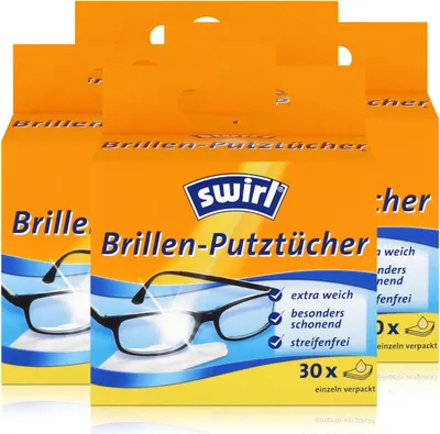 Produktbild von Swirl Brillen Putztücher 30 stk. Tücher - Mit Anti-Beschlag-Effekt (4er Pack)