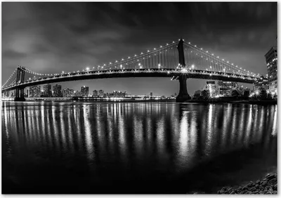 Produktbild von Tulup® Glas-Bild - 100 x 70 - Wandbild aus Glas - Wandkunst - Wandbild hinter gehärtetem Sicherheitsglas - Sehenswürdigkeiten & Architektur - Manhattan bei Nacht - Schwarzweiß