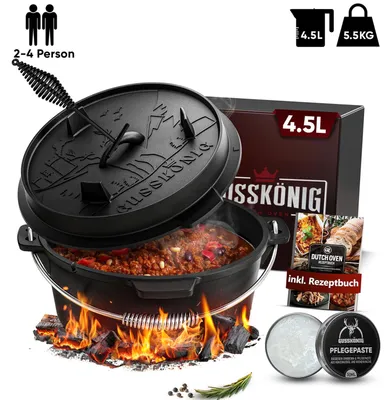 Produktbild von GUSSKÖNIG Dutch Oven Klassisch Topf mit Füßen 4,5L Set