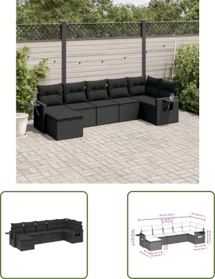 Produktbild von The Living Store 7-tlg. Garten-Sofagarnitur mit Kissen Schwarz Poly Rattan