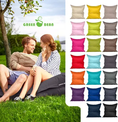 Produktbild von Green Bean Sitzsack "Square" XXL 140x180cm mit 380 Liter EPS Perlen - Riesensitzsack für Kinder & Erwachsene - Anthrazit