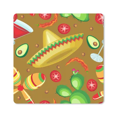Produktbild von MuchoWow® Mauspad Mousepad Mexiko - Sombrero - Muster 20x20 cm - Mousepads - Maus Mat - Pad - Mausunterlage - Desk Mat - Bureauartikeln