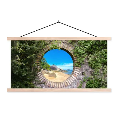 Produktbild von MuchoWow® Textilposter Sommer - Strand - Aussicht - Tropisch 120x60 cm mit holzfarbenen Rahmen - Klemmleiste