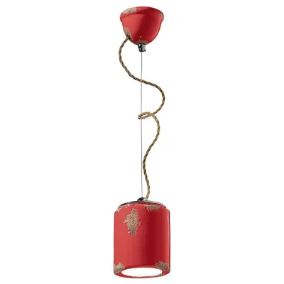Produktbild von Ferroluce Vintage Hängeleuchte Ø 12,5cm Rot Rund