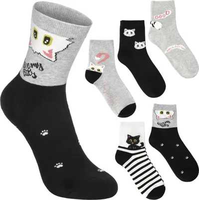 Produktbild von BRUBAKER 5 Paar Katzen Socken Damen 36-41 – Love My Cats – Lustige Kuschelsocken mit Katzenmotiv – Weich & Warm
