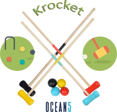 Produktbild von Ocean5 Croquet Set – Outdoor Krocket--56cm-Schlaeger--5cm-Baelle-