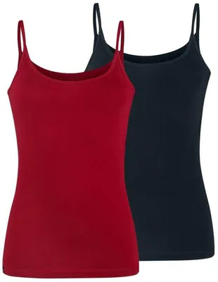 Produktbild von RED by EMP Damen schwarz-rote Basic Tops im Doppelpack 3XL