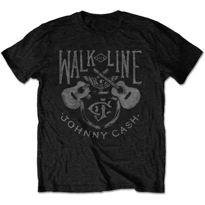 Produktbild von Johnny Cash Walk The Line T-Shirt mit kurzen Ärmeln Black L