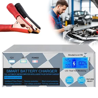 Productafbeelding van Acculader, autolader 12V/24V, slimme, volledig automatische lader voor auto, motor, boot, autolader, voertuig, 6Ah-400Ah