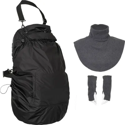 Produktbild von HOPPEDIZ Tragecover Fleece-Cover 3-in-1 mit Regenschutz, Schalkragen & Stulpen anthrazit