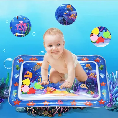 Produktbild von qiangzhipow Wasserspielmatte, aufblasbar, für Babys und Kinder, PVC, 50 x 65 cm, realistische Ozeanwelt, entwicklungsfördernd