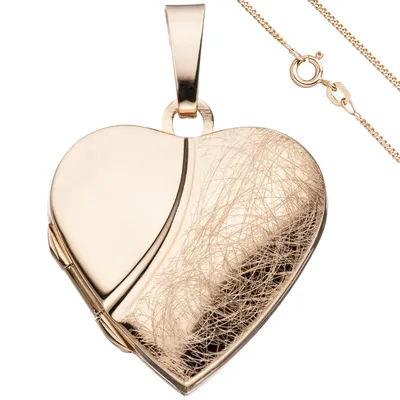 Produktbild von JOBO Medaillon Herz Anhänger zum Öffnen 925 Silber rosegold vergoldet mit Kette 45 cm