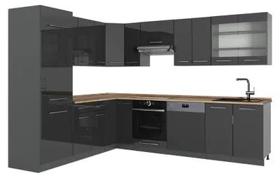 Imagen del producto de Cocina esquinera Vicco Fame-Line Antracita alto brillo/Antracita 287 x 227 cm, ET Roble, Model 56976