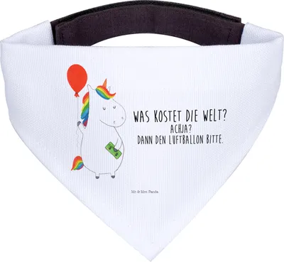 Produktbild von Mr. & Mrs. Panda Hunde Halstuch Einhorn Luftballon - Weiß - Geschenk, Einhörner, Dreieckstuch, Geld, Für, Hundehalstuch, Hund, Bandana, Unicorn, Freundin