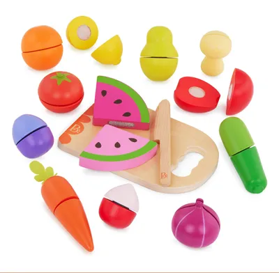 Produktbild von B. toys Obst- und Gemüseset aus Holz zum Schneiden für Fantasiespiel – Obst und Gemüse