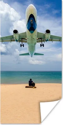 Produktbild von MuchoWow® Poster Strand - Meer - Flugzeuge 80x160 cm - Kinderzimmer