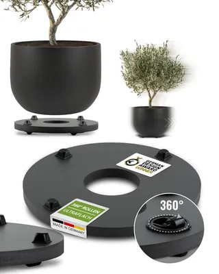 Produktbild von PFLANZWERK® Pflanzenroller Ø 28cm Pflanzkübel Blumentopf Ultraflacher Designer Untersetzer Blumenkübel Gefäßroller - Outdoor & Indoor - Design Award®