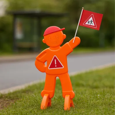 Imagen del producto de Figura de advertencia para niños con una bandera roja