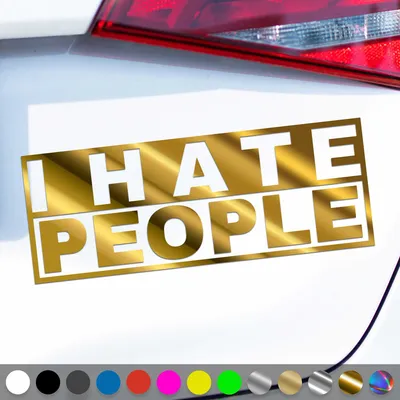 Produktbild von PantherPixel I hate People Aufkleber Ich Hasse Menschen Sticker Auto Geschenkidee Farbe Chrom-Gold