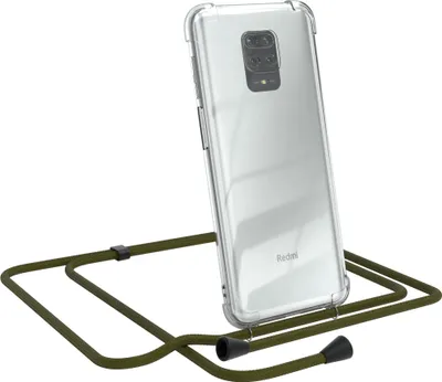 Produktbild von EAZY CASE Handykette kompatibel mit Xiaomi Redmi Note 9S / 9 Pro / 9 Pro Max, Handyhülle mit Umhängeband, Handykordel, Schutzhülle Clear, Band in Grün