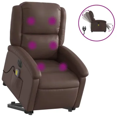 Image de vidaXL Fauteuil de massage avec releveur électrique brun similicuir