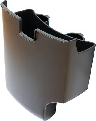 A dark gray plastic accessory box for a vacuum cleaner, shown from a three-quarter angle against a white background.