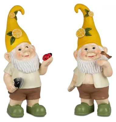 Produktbild von 2er Set Dekofiguren Zwerge Zitrone stehend H. 21cm aus Kunststein Formano S26