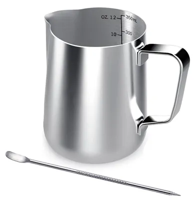 Produktbild von Edelstahl-Milchkännchen mit Latte-Art-Stift, 350 ml