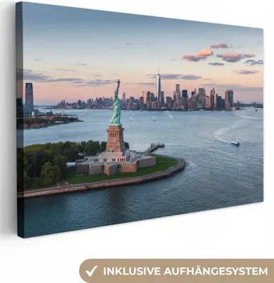 Produktbild von MuchoWow® - Leinwandbilder - New York - Freiheitsstatue - Skyline, Wandbild, Wanddeko Bilder Wohnzimmer, 30x20 cm