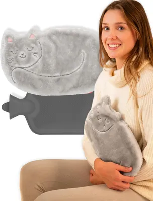 Produktbild von Wärmer Kissen - Geschenk Heißwasserbeutel Katze mit Orange - Wärmende Kissen
