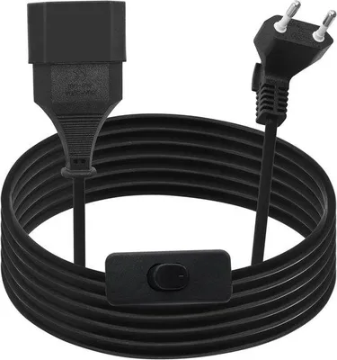 Image de Adaptateur de câble à 90 degrés - Fiches courtes - Appareil à interrupteur - Avec interrupteur - 2,5 A 250 V - Noir