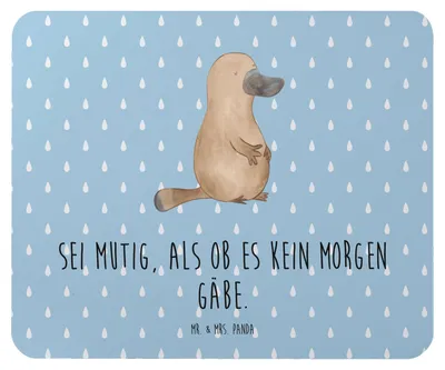 Produktbild von Mr. & Mrs. Panda Mouse Pad Schnabeltier Mut - Blau Pastell - Geschenk, mauspad pc, Lebensweisheit, Training, mousepad, Büro, Weltreise, Arbeit, Meer, Motivation