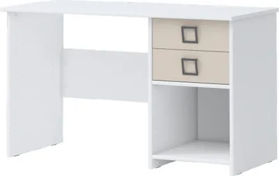 Produktbild von Schreibtisch 28, Farbe: Weiß / Creme - Abmessungen: 74 x 125 x 60 cm (H x B x T)