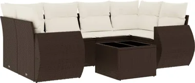 Produktbild von vidaXL 7-tlg. Garten-Sofagarnitur mit Kissen Braun Poly Rattan