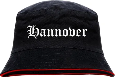 Produktbild von Hannover Anglerhut - Altdeutsche Schrift - Schwarz-Roter Fischerhut S/M SchwarzRot