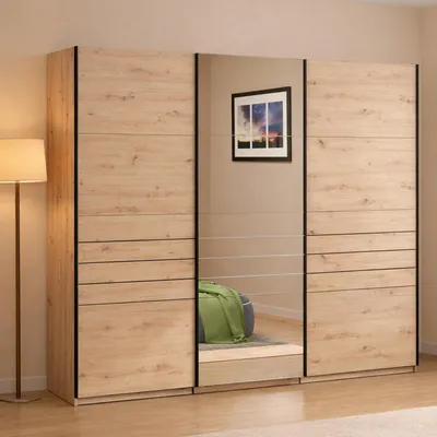 Immagine prodotto di Dmora Guardaroba Grande Tures 267x217h cm Marrone Rovere Nodi, Appendiabiti 2 Ripiani