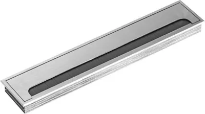Produktbild von ONPIRA® Premium Kabeldurchführung Alu Schreibtisch Kabeldurchlass Kabel Auslass Edelstahl-Optik / 80x400mm