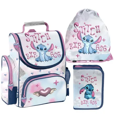Immagine prodotto di Set di 3 pezzi per la scuola per bambine e bambini STITCH – Paso: zainetto, astuccio, borsa