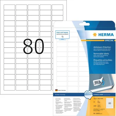 Produktbild von Etiketten A4 weiß 35,6x16,9 mm Movables/ablösbar Papier matt 2000 St.