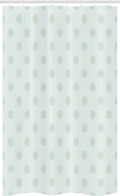 Produktbild von ABAKUHAUS Retro Schmaler Duschvorhang, Tupfen-Klassiker, Badezimmer Deko Set aus Stoff mit Haken, 120 x 180 cm, Mandelgrün