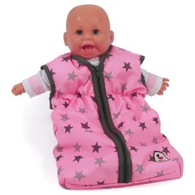 Produktbild von Puppen-Schlafsack, Sternchen grau