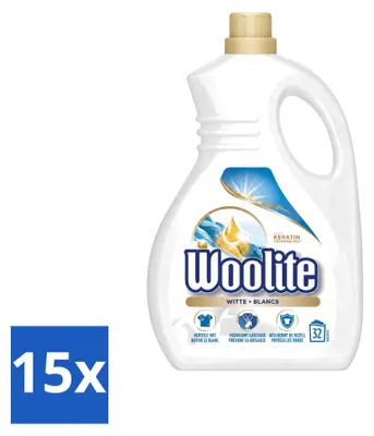 Produktbild von 15 x Woolite White Flüssigwaschmittel mit Keratin für weiße Wäsche, 1,9 l - Vorteilspackung - 15 Stücke