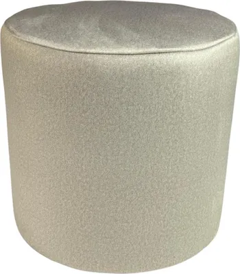 Zdjęcie produktu dla Pufa okrągła ELEMENT 40x40 cm stylowy podnóżek trudnopalny welur łatwoczyszczący delikatna w dotyku jasno beżowa