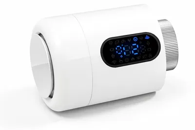 Obrázok produktu pre Ikodm termostaty na radiátory, 1 kus, WiFi regulátor kúrenia, biela farba, kompatibilný s aplikáciami Smart Life/Tuya, s detskou poistkou, obsahuje 7 adaptérov pre termostat