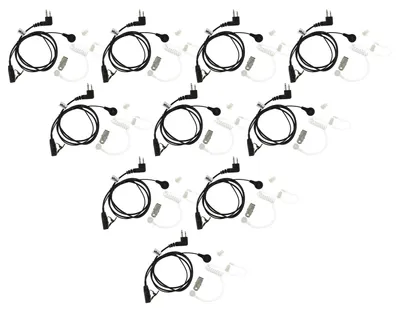 Produktbild von vhbw 10x Headset kompatibel mit Motorola GP88, GP300, GP73, GP600, GP68, CP040 Funkgerät - transparent, schwarz, Akustikschlauch
