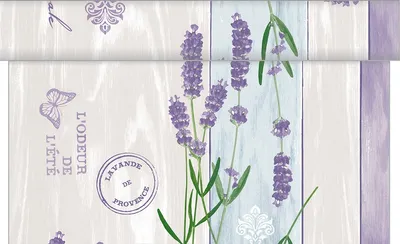 Produktbild von Sovie HORECA Tischläufer Lavinia aus Linclass® Airlaid 40 cm x 24 m, 1 Stück - Lavendel Floral Frühling