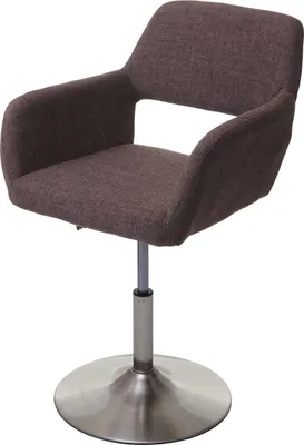 Immagine prodotto di Sedia da pranzo HWC-A50 III, sedia da cucina, retrò anni '50, tessuto/tessuto ~ marrone, base spazzolata